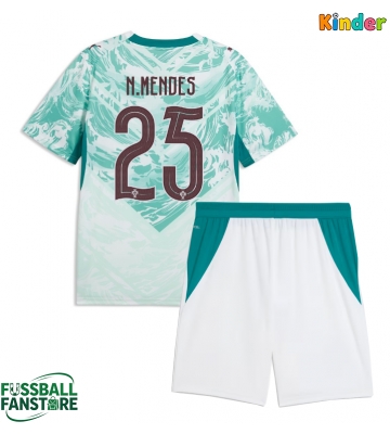 Portugal Nuno Mendes #25 Replik Auswärtstrikot Kinder WM 2026 Kurzarm (+ Kurze Hosen)